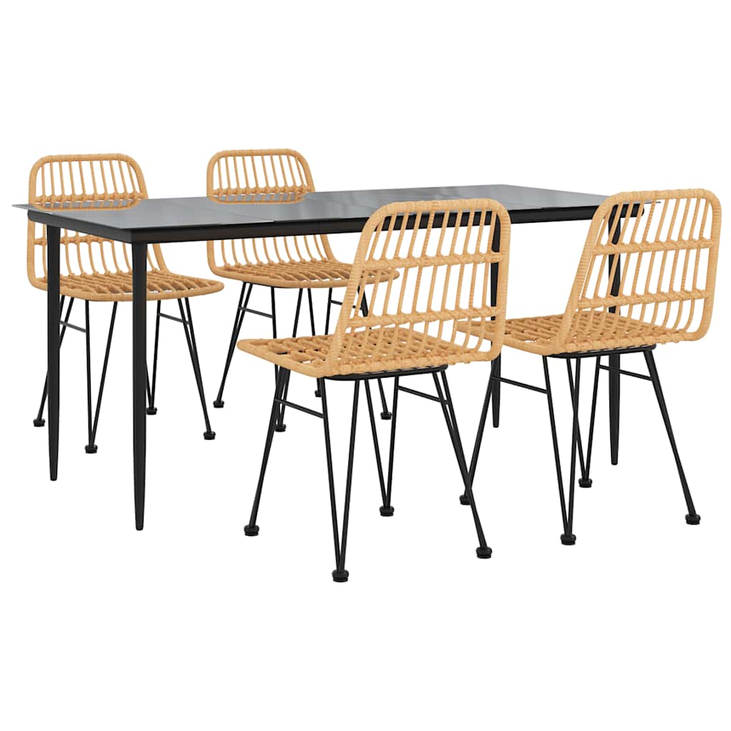 vidaXL 5 Piece Garden Dining Set Poly Rattan