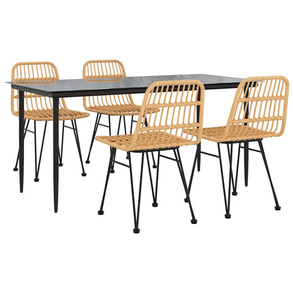 vidaXL 5 Piece Garden Dining Set Poly Rattan