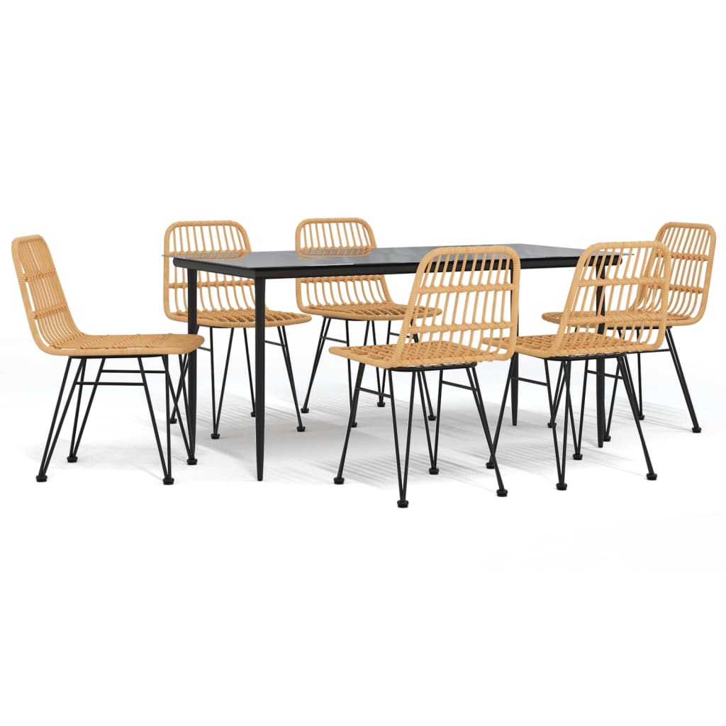 vidaXL 7 Piece Garden Dining Set Poly Rattan
