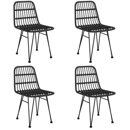 vidaXL 5 Piece Garden Dining Set Black Poly Rattan