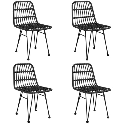 vidaXL 5 Piece Garden Dining Set Black Poly Rattan