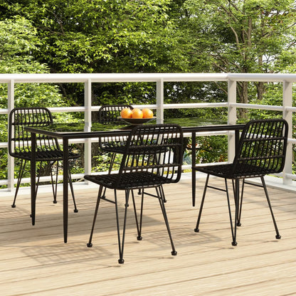 vidaXL 5 Piece Garden Dining Set Black Poly Rattan