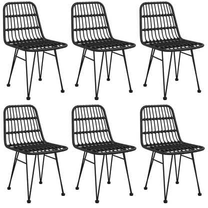 vidaXL 7 Piece Garden Dining Set Black Poly Rattan