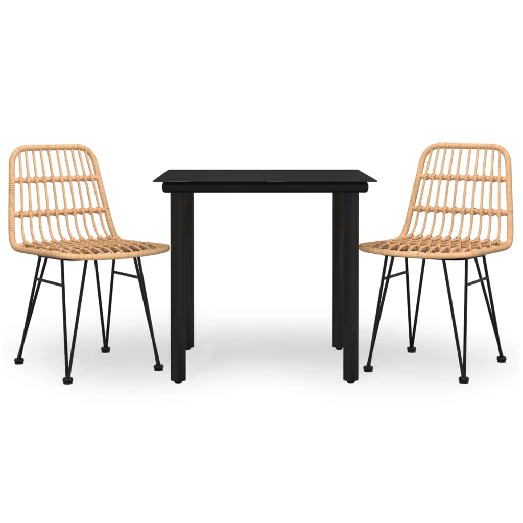 vidaXL 3 Piece Garden Dining Set Poly Rattan