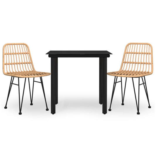 vidaXL 3 Piece Garden Dining Set Poly Rattan