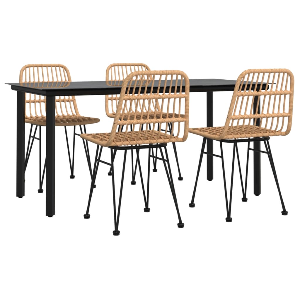vidaXL 5 Piece Garden Dining Set Poly Rattan