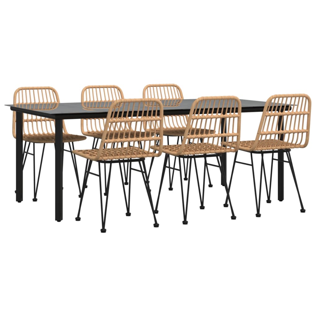 vidaXL 7 Piece Garden Dining Set Poly Rattan