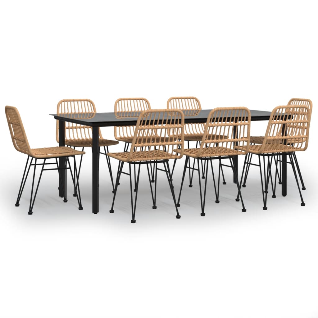vidaXL 9 Piece Garden Dining Set Poly Rattan