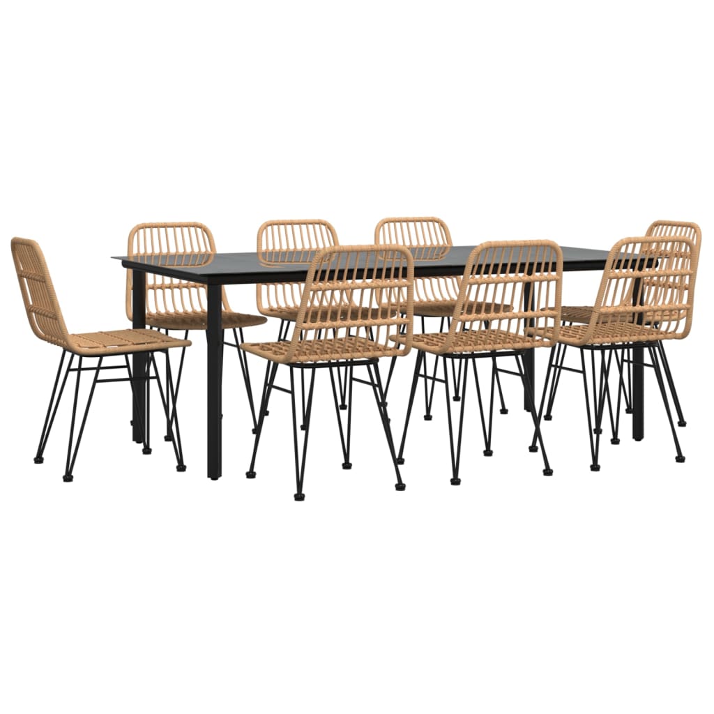 vidaXL 9 Piece Garden Dining Set Poly Rattan