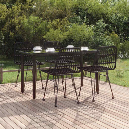 vidaXL 5 Piece Garden Dining Set Black Poly Rattan