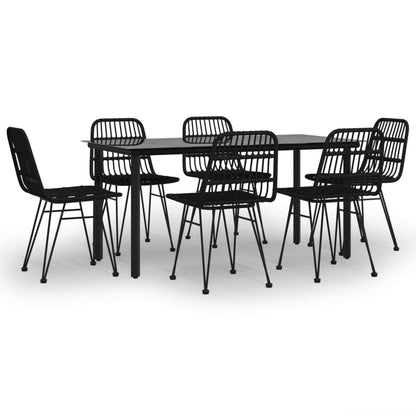 vidaXL 7 Piece Garden Dining Set Black Poly Rattan