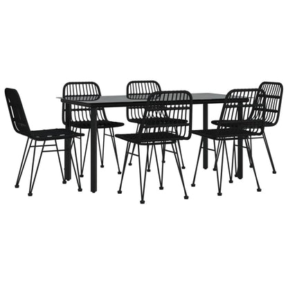 vidaXL 7 Piece Garden Dining Set Black Poly Rattan
