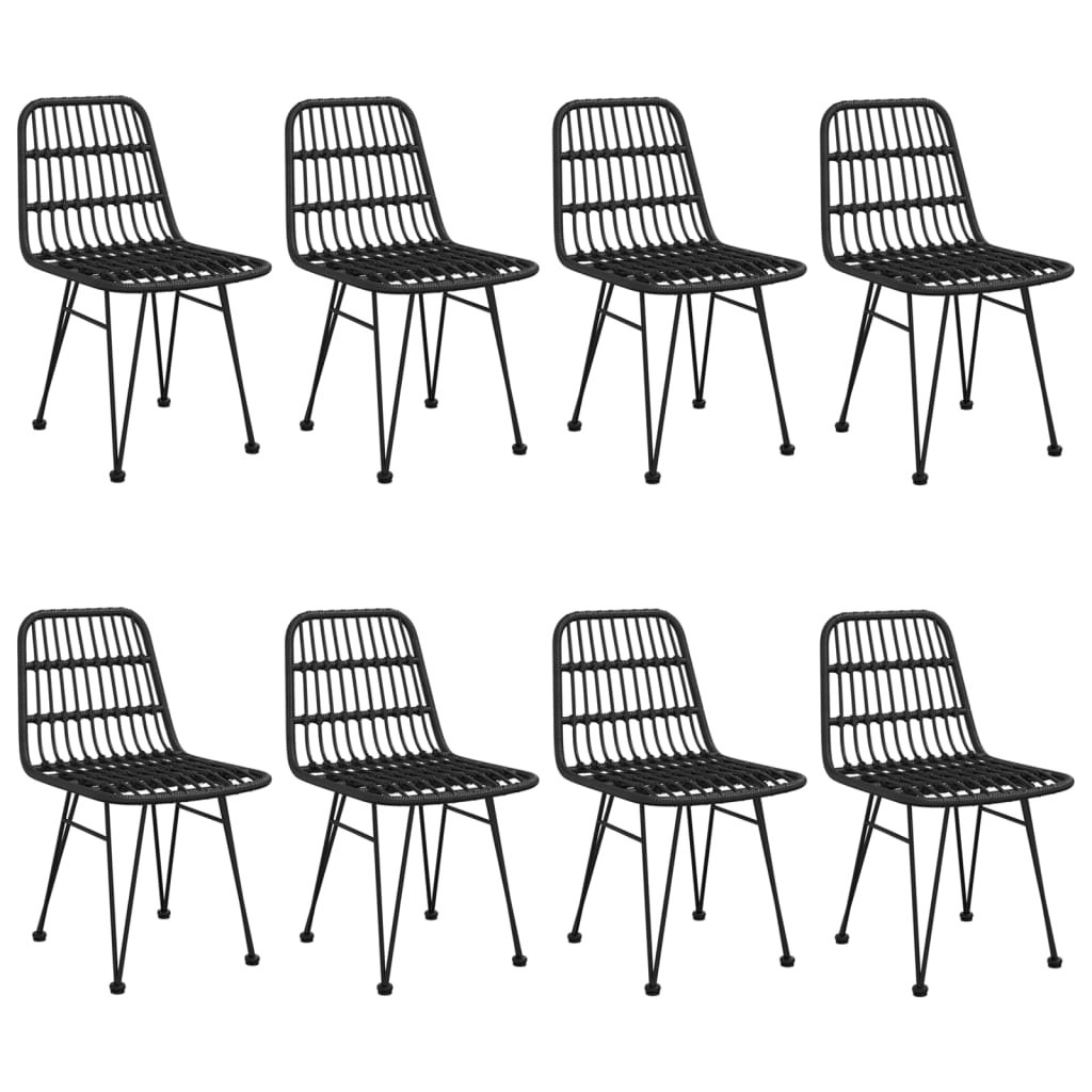 vidaXL 9 Piece Garden Dining Set Black Poly Rattan