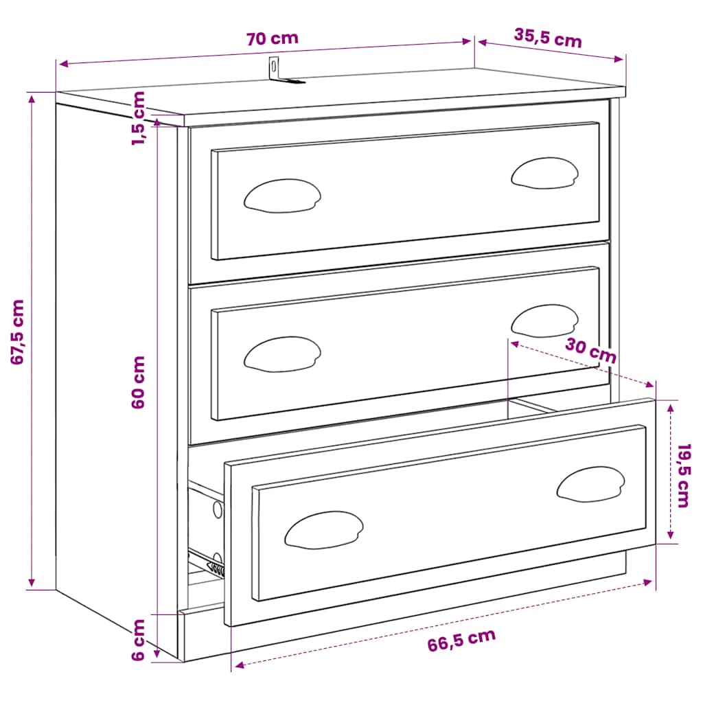 vidaXL Sideboards 3 pcs White Engineered Wood