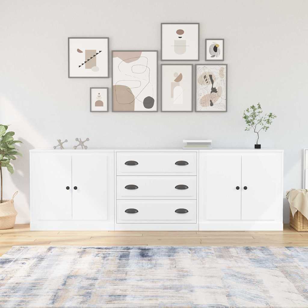 vidaXL Sideboards 3 pcs White Engineered Wood