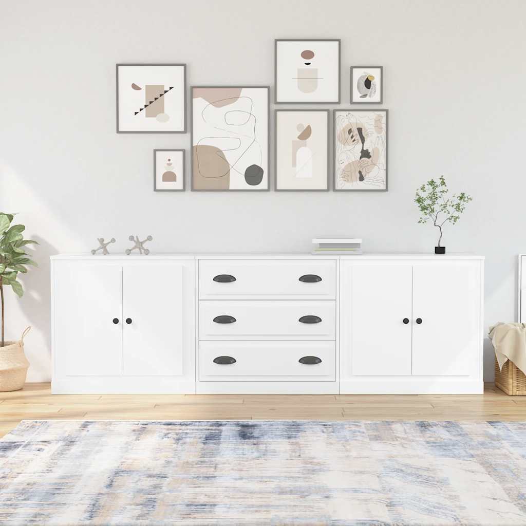 vidaXL Sideboards 3 pcs White Engineered Wood