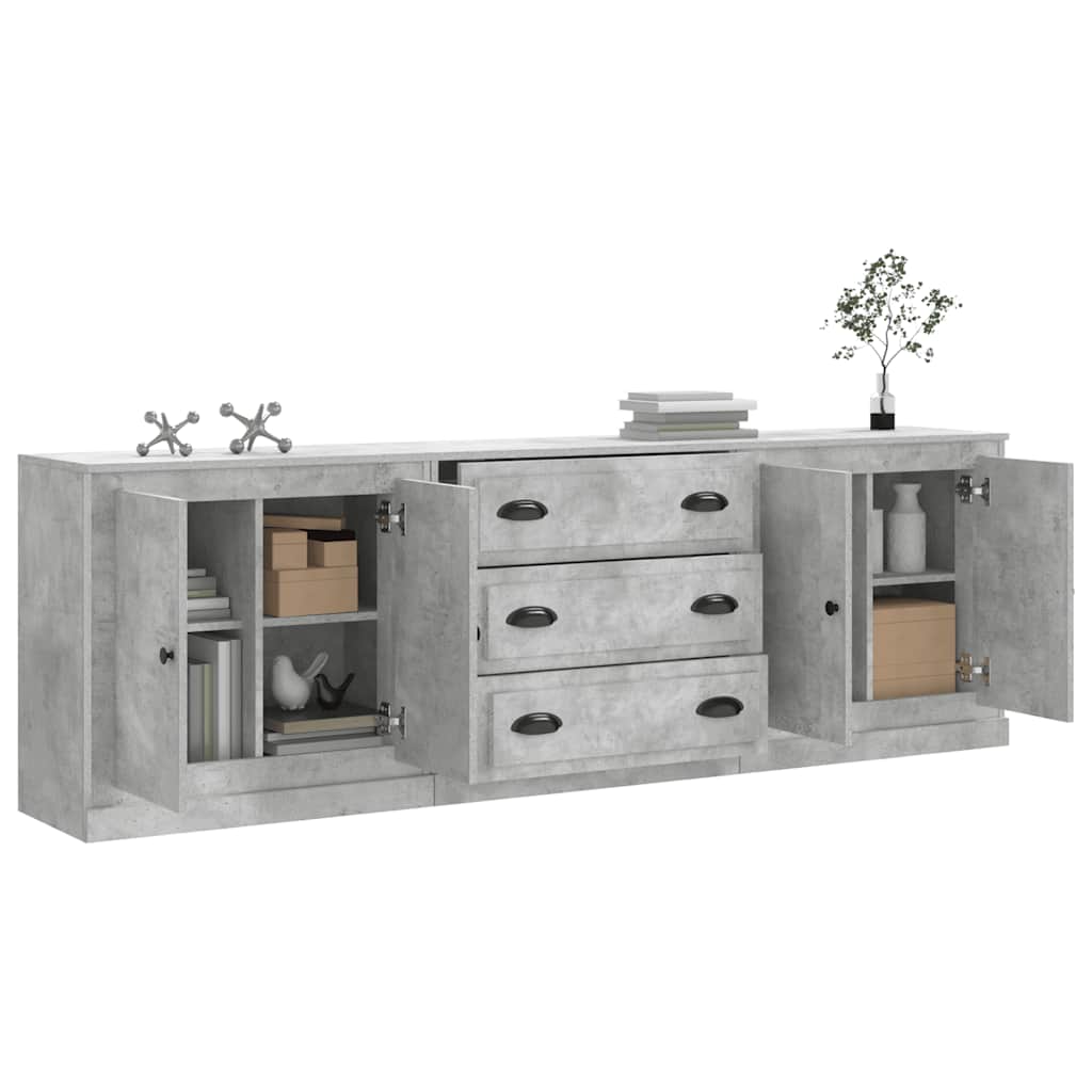 vidaXL Sideboards 3 pcs Concrete Grey Engineered Wood