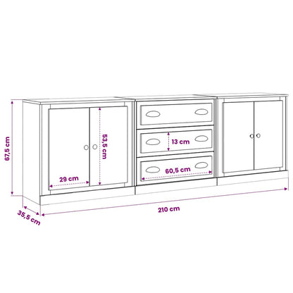 vidaXL Sideboards 3 pcs Concrete Grey Engineered Wood