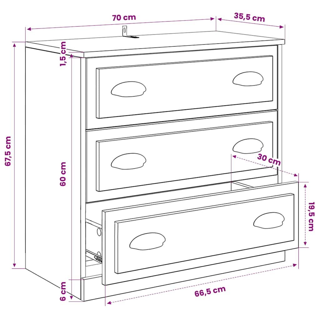 vidaXL Sideboards 3 pcs Concrete Grey Engineered Wood