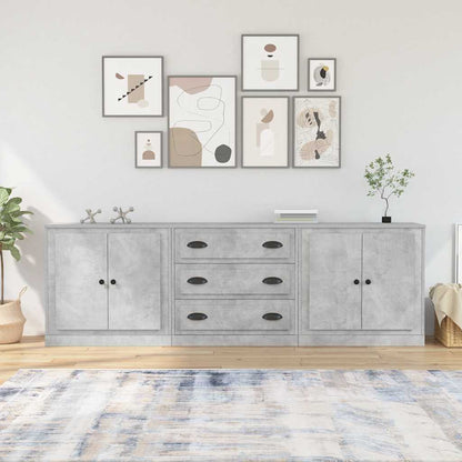 vidaXL Sideboards 3 pcs Concrete Grey Engineered Wood