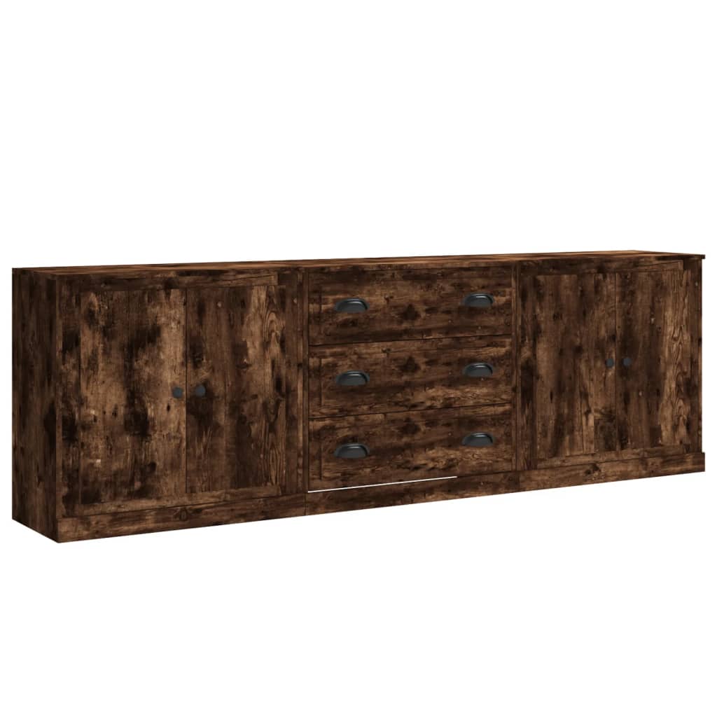 vidaXL Sideboards 3 pcs Smoked Oak Engineered Wood