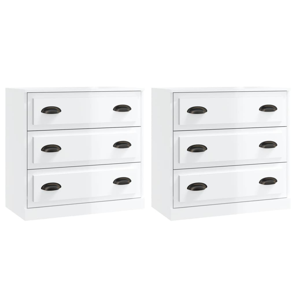 vidaXL Sideboard | Set of 2 | High Gloss White | Engineered Wood | Medium