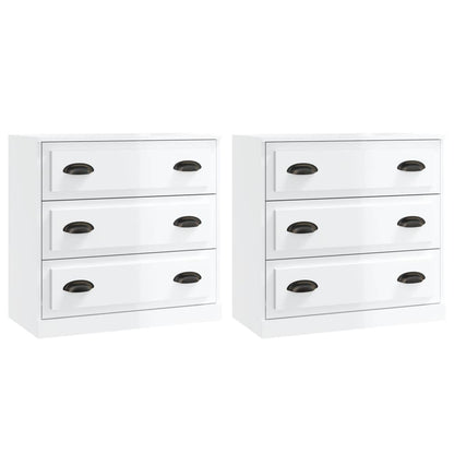 vidaXL Sideboard | Set of 2 | High Gloss White | Engineered Wood | Medium