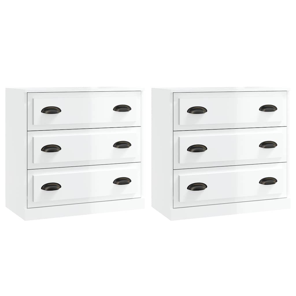 vidaXL Sideboards 2 pcs High Gloss White Engineered Wood