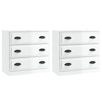 vidaXL Sideboards 2 pcs High Gloss White Engineered Wood
