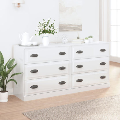 vidaXL Sideboard | Set of 2 | High Gloss White | Engineered Wood | Medium