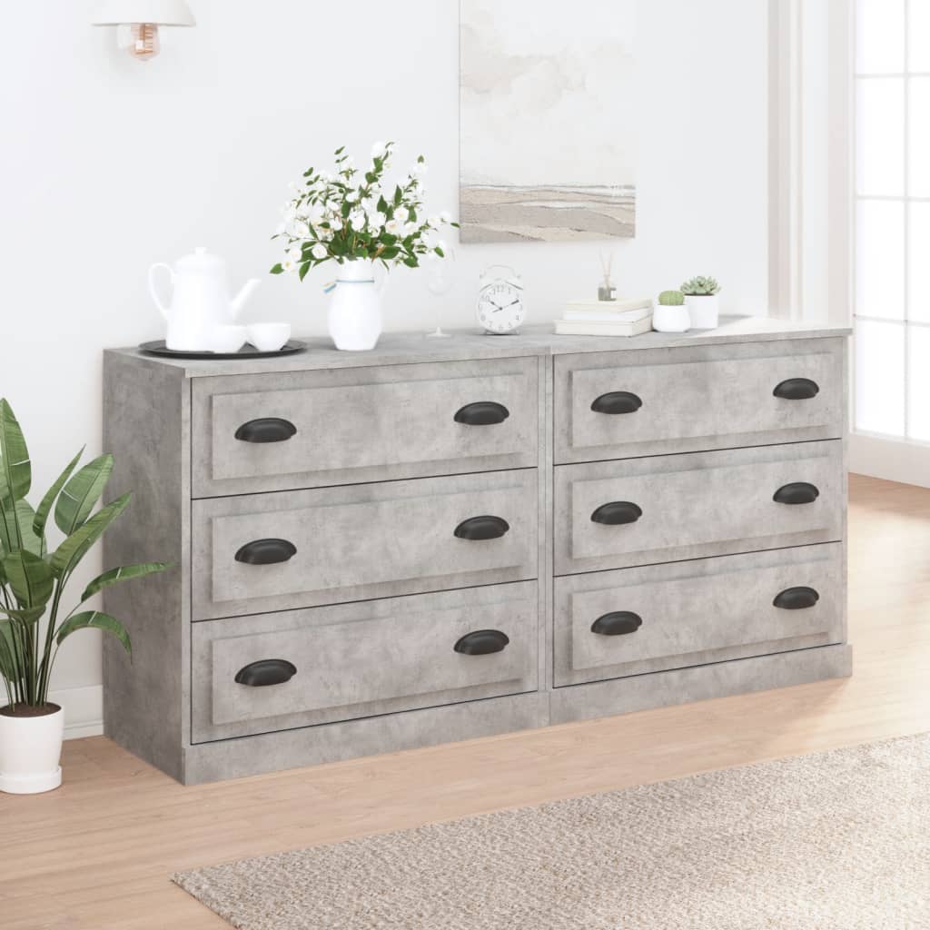 vidaXL Sideboard | Set of 2 | Concrete grey | Engineered wood | Medium