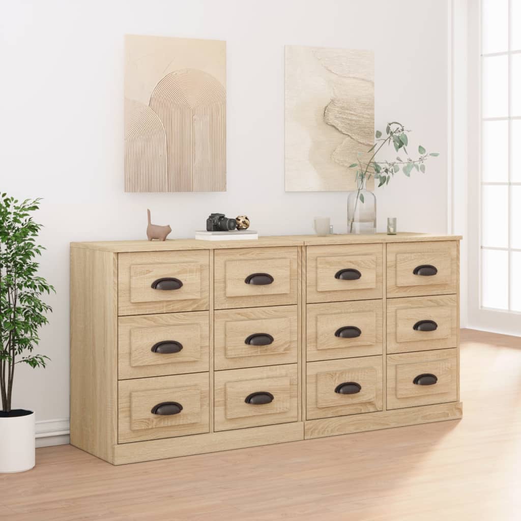 vidaXL Sideboards 2 pcs Sonoma Oak Engineered Wood