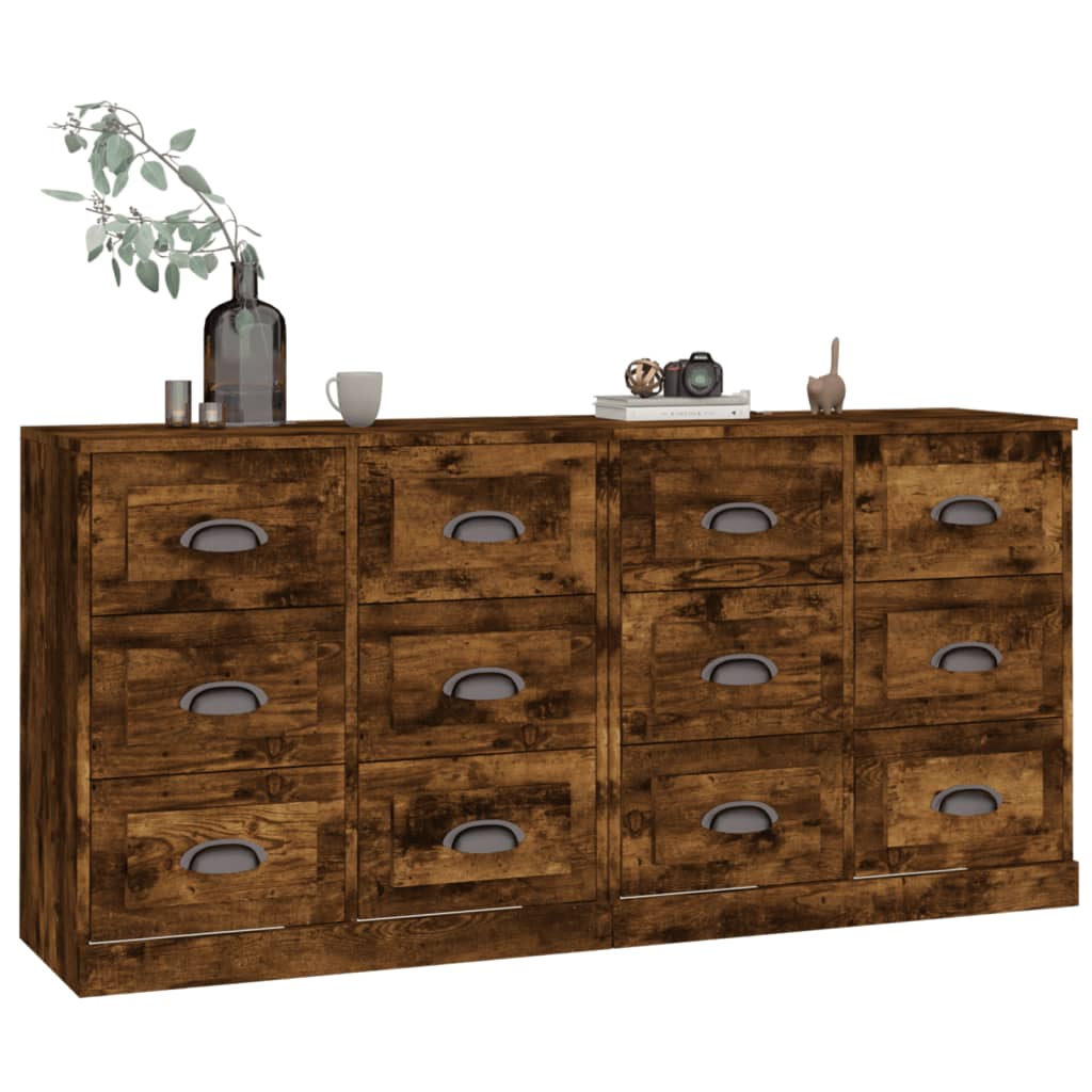 vidaXL Sideboards 2 pcs Smoked Oak Engineered Wood
