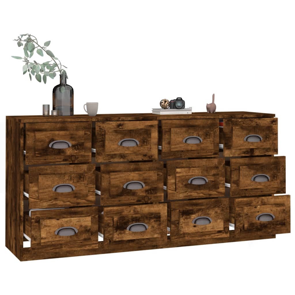 vidaXL Sideboards 2 pcs Smoked Oak Engineered Wood