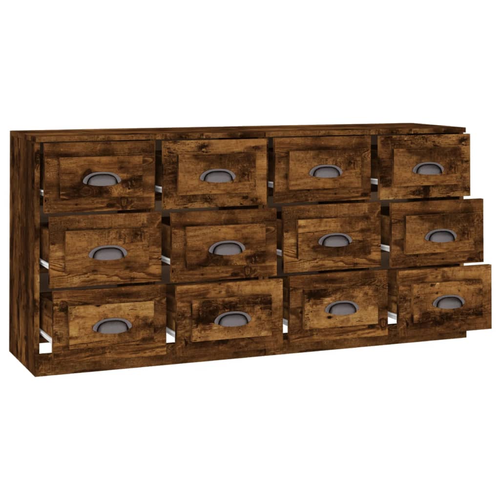 vidaXL Sideboards 2 pcs Smoked Oak Engineered Wood