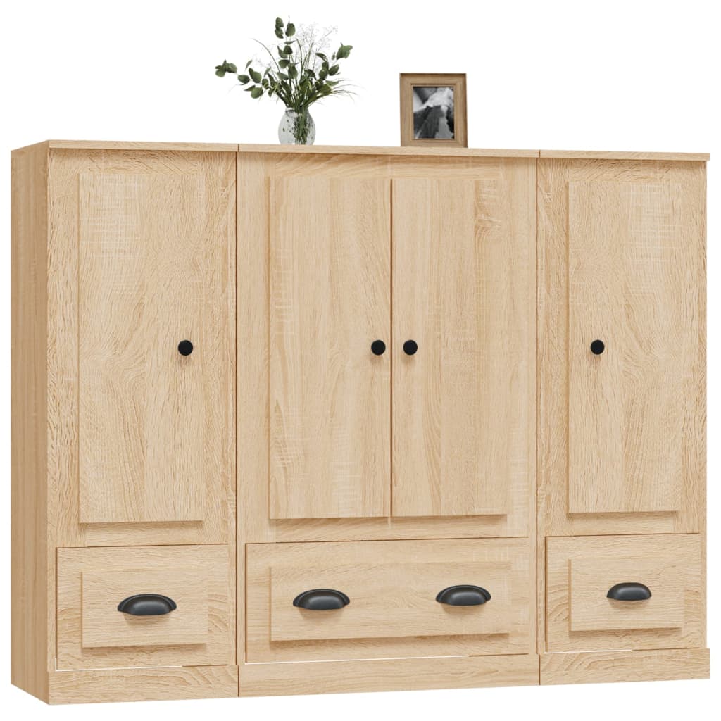 vidaXL Highboards 3 pcs Sonoma Oak Engineered Wood