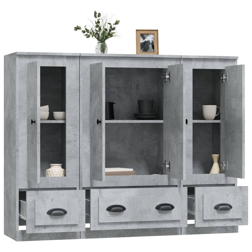 vidaXL Highboards 3 pcs Concrete Grey Engineered Wood