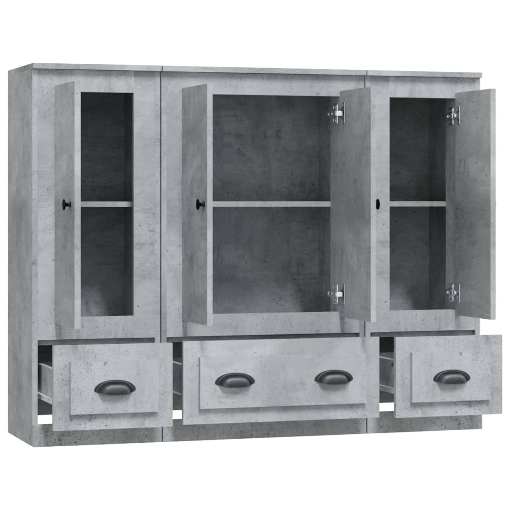 vidaXL Highboards 3 pcs Concrete Grey Engineered Wood