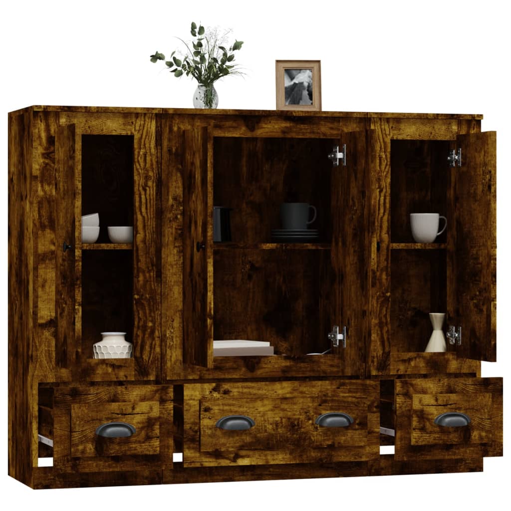 vidaXL Highboards 3 pcs Smoked Oak Engineered Wood