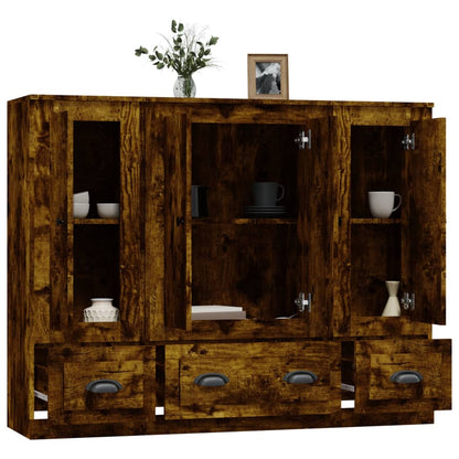 vidaXL Highboards 3 pcs Smoked Oak Engineered Wood
