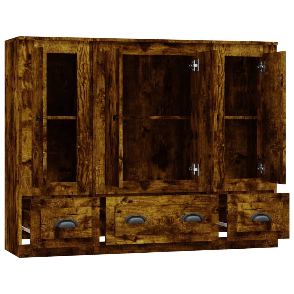 vidaXL Highboards 3 pcs Smoked Oak Engineered Wood