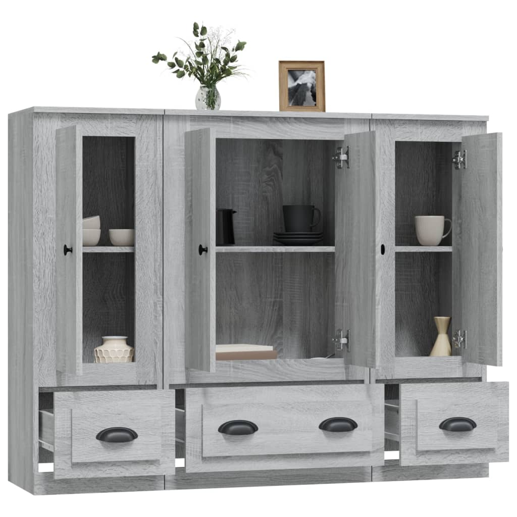 vidaXL Highboards 3 pcs Grey Sonoma Engineered Wood