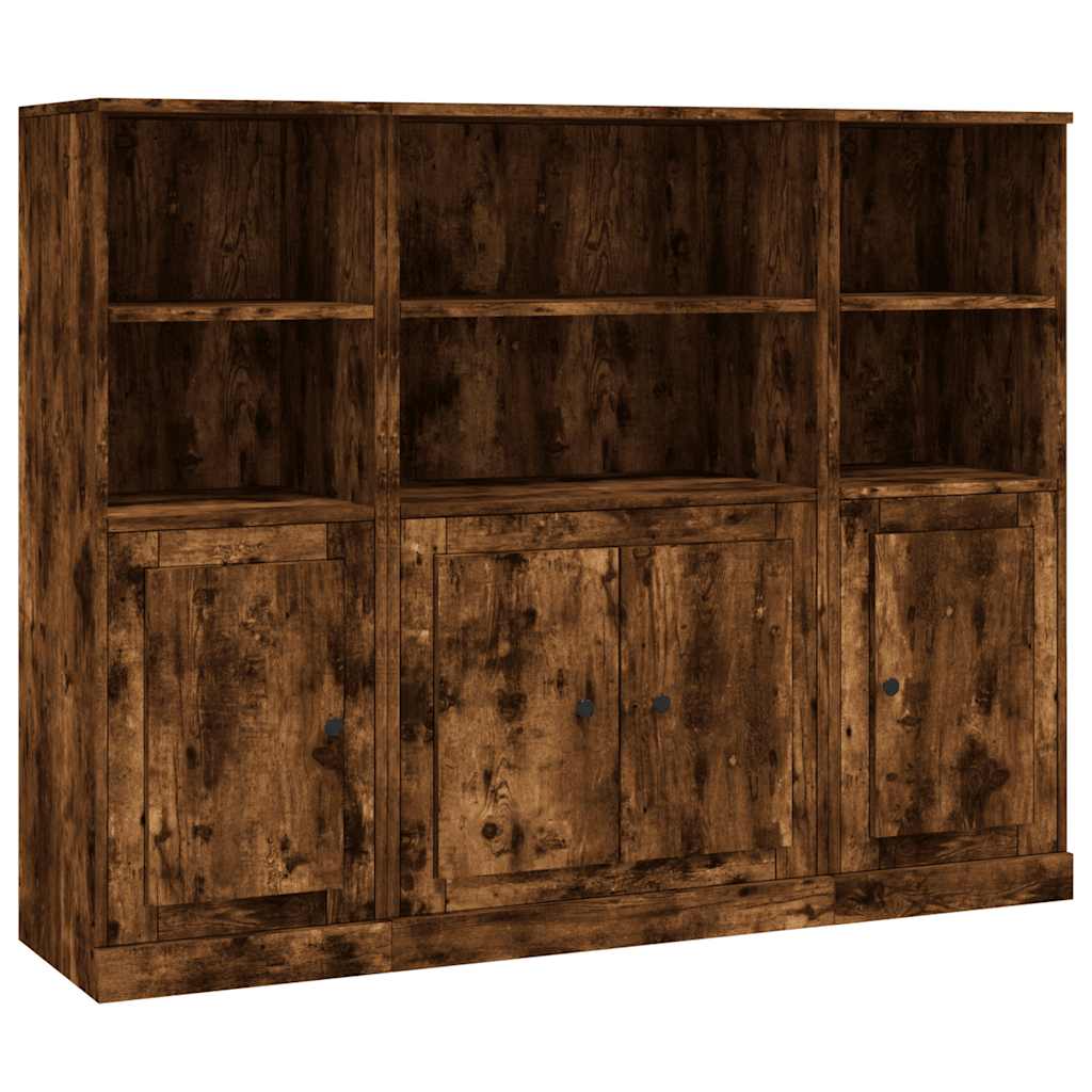 vidaXL Highboards 3 pcs Smoked Oak Engineered Wood