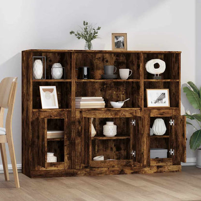 vidaXL Highboards 3 pcs Smoked Oak Engineered Wood