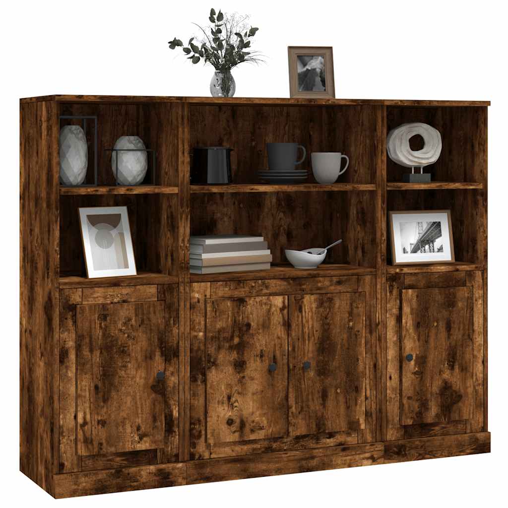 vidaXL Highboards 3 pcs Smoked Oak Engineered Wood