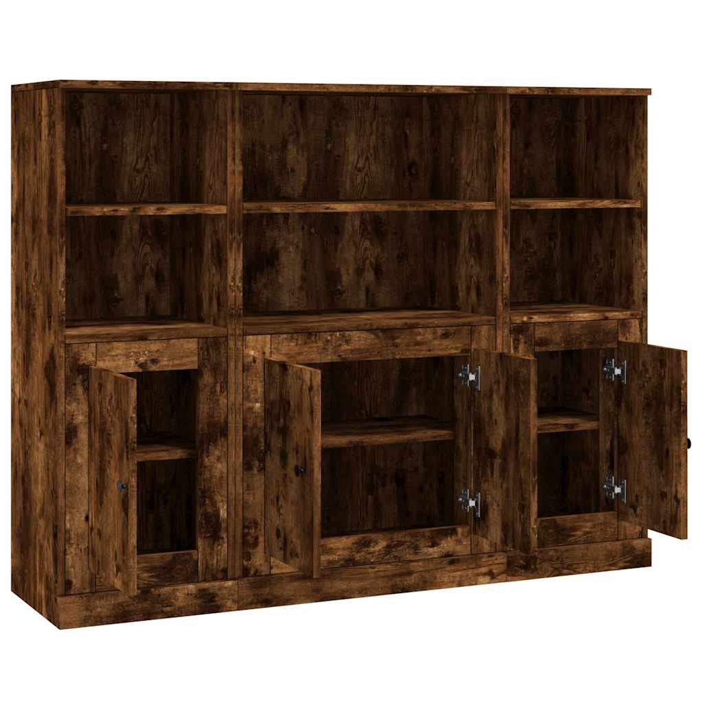 vidaXL Highboards 3 pcs Smoked Oak Engineered Wood