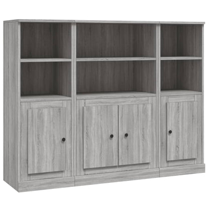 vidaXL Highboards 3 pcs Grey Sonoma Engineered Wood