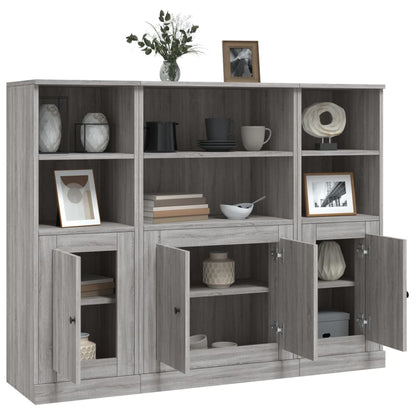 vidaXL Highboards 3 pcs Grey Sonoma Engineered Wood