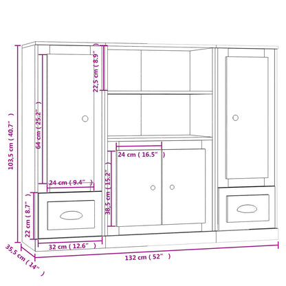 vidaXL Highboards 3 pcs White Engineered Wood