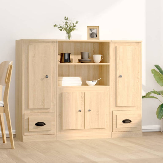 vidaXL Highboards 3 pcs Sonoma Oak Engineered Wood